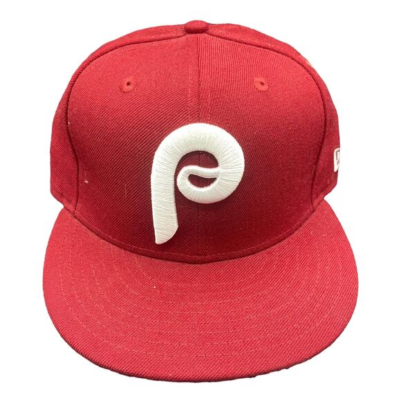 Vtg New Era Philadelphia Phillies Fitted Hat 7 1/4 Cooperstown 1970 59FIFTY - Picture 1 of 3